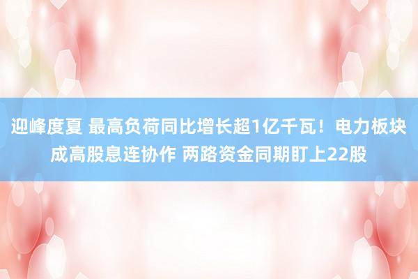 迎峰度夏 最高负荷同比增长超1亿千瓦！电力板块成高股息连协作 两路资金同期盯上22股